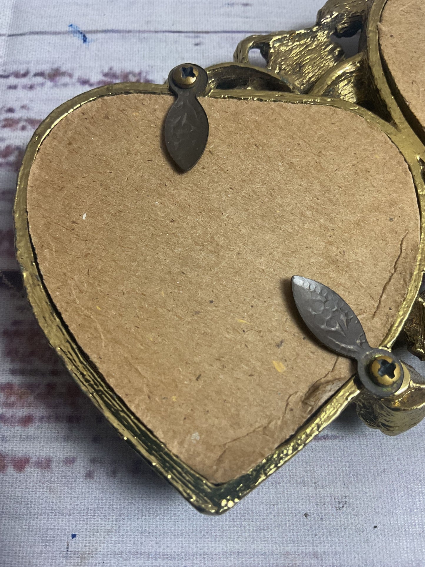 Vintage Stylebuilt Metal Triple Heart Picture Frame