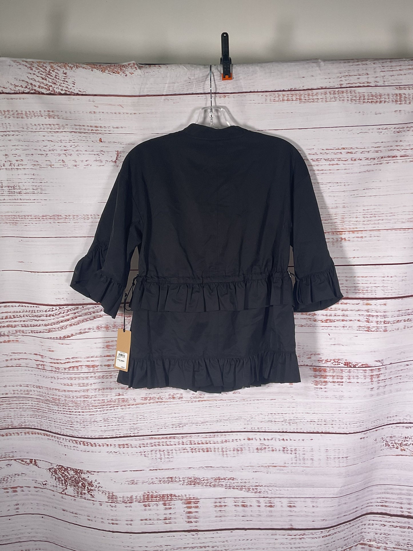 Halogen Black Front Zip Ruffle Blouse NWT - Size S