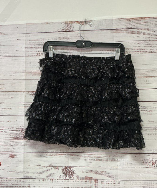 Women's Alice + Olivia Black Layered Lace Ruffle Mini Skirt Size S/M
