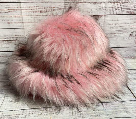 Tyler Lambert Furry Bucket Hat Pink Small