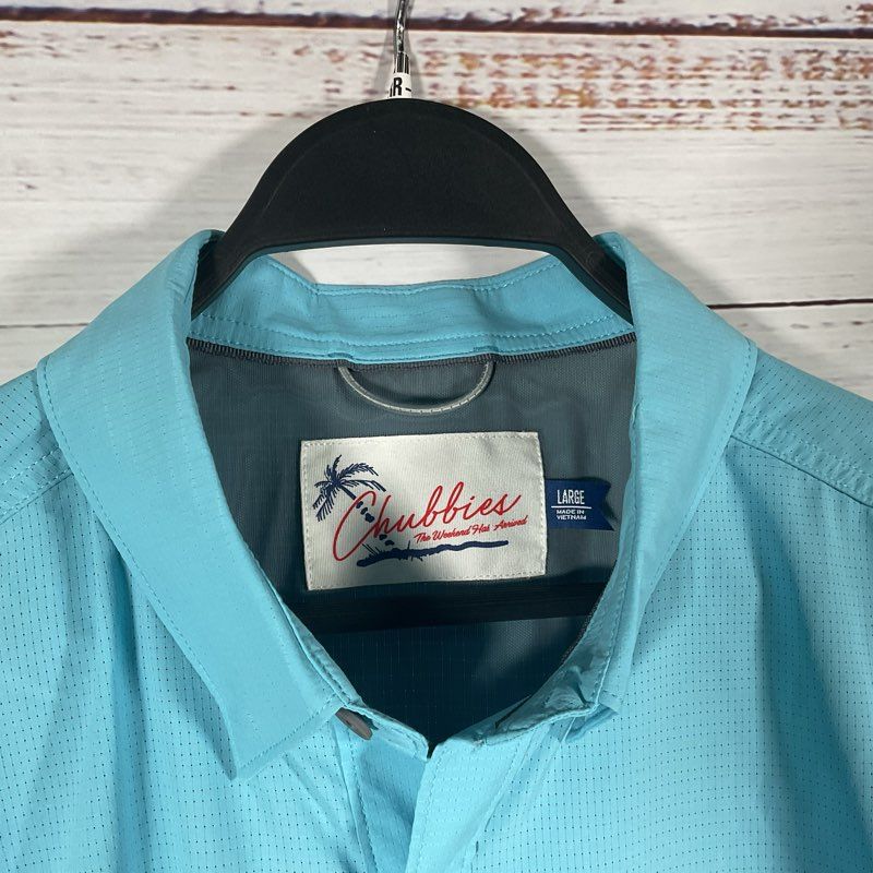 Chubbies Light Blue Long Sleeve Button Up Fishing Hunting Shirt - Size L