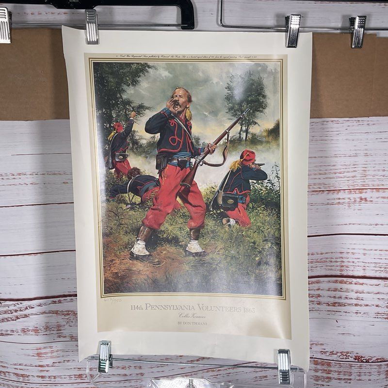 114th Pennsylvania Volunteers 1863 Print by Don Troiani Signed. 1987 w/ COA