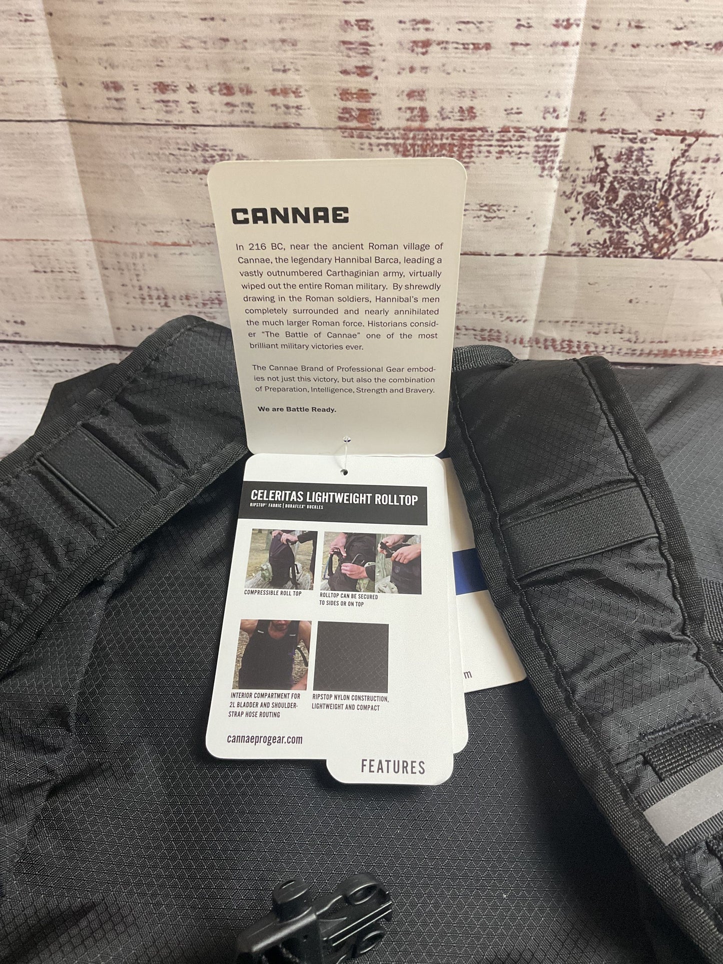 Cannae Black Nylon "Celeritas Rolltop" Backpack NWT