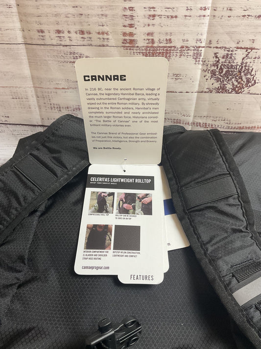 Cannae Black Nylon "Celeritas Rolltop" Backpack NWT