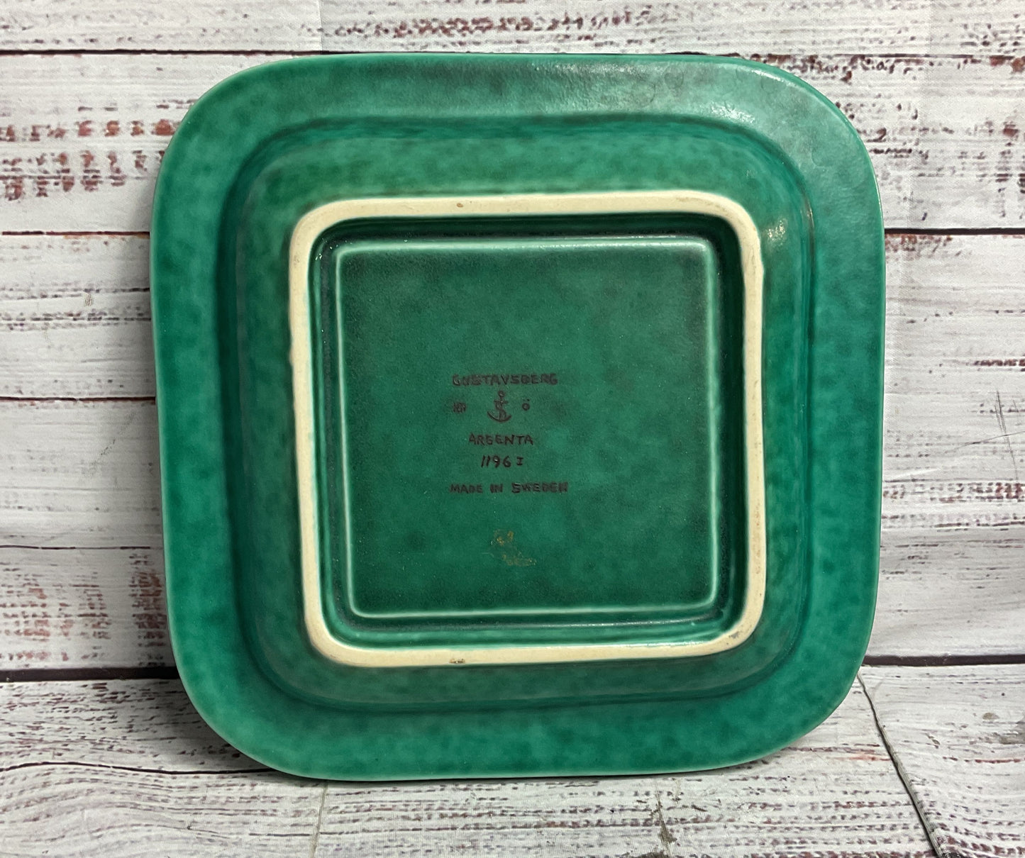 Gustavsberg Sweden Argenta Vintage Wilhelm Kåge Square 8.5" Tray Green