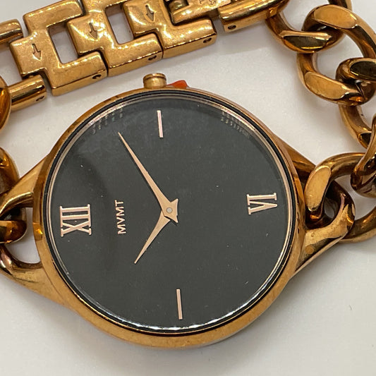 MVMT Women's Gala Chain Link Bracelet Wrist Watch Rose Gold And Black- 6.5"