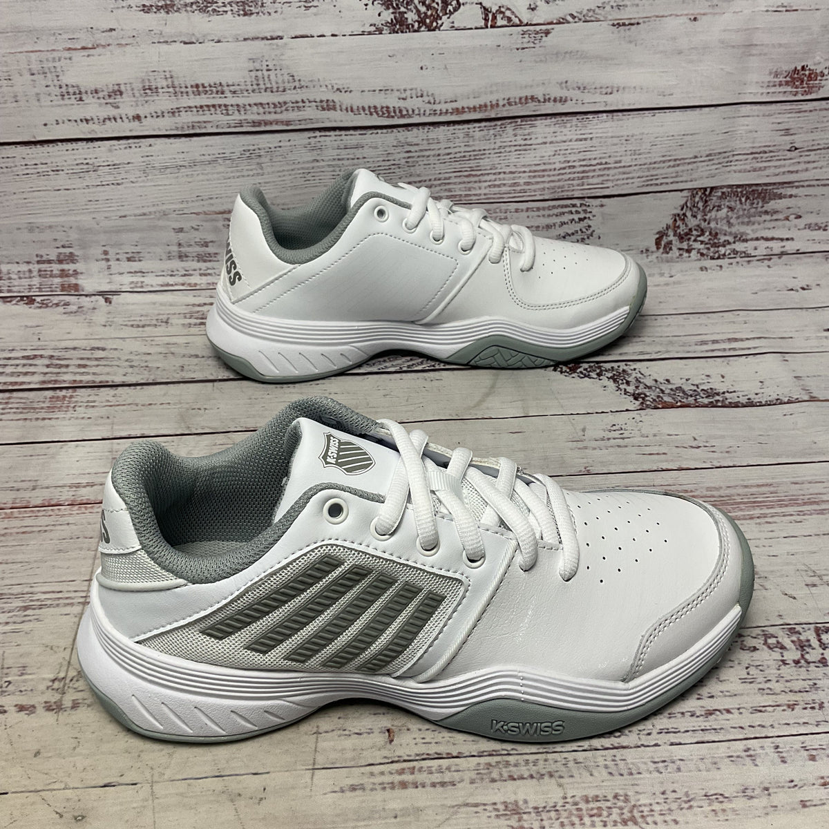 K-Swiss Court Express White Highrise Silver Sneaker Shoe Women Size 7.5 New