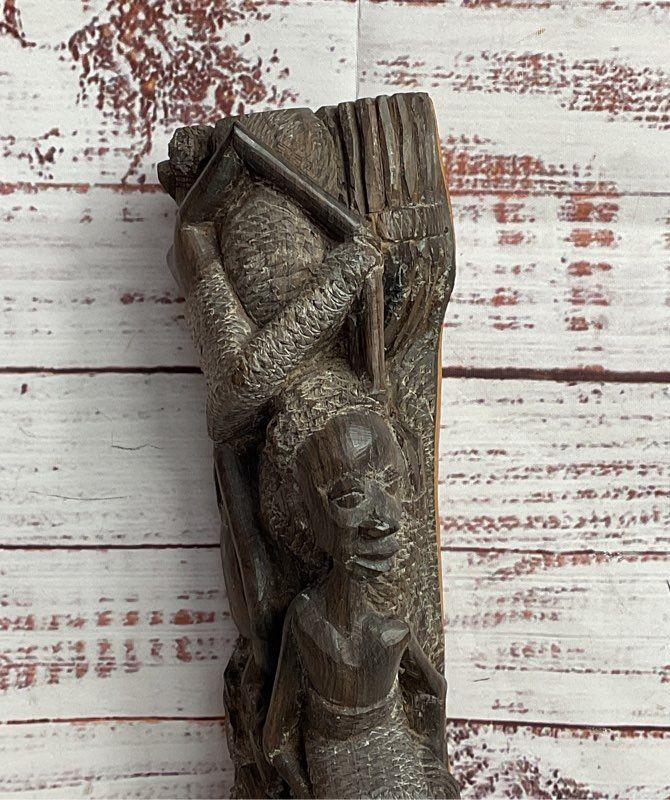 Hand Carved African Wooden Makonde 12.75" Tribe Totem Sculpture Brown