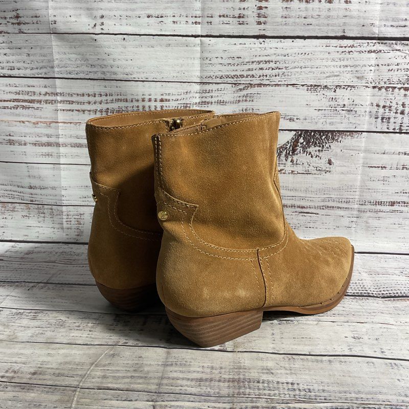 Sam Edelman Tan Suede Pointed Toe Embroidered Western Cowboy Ankle Boot sz 6.5 W