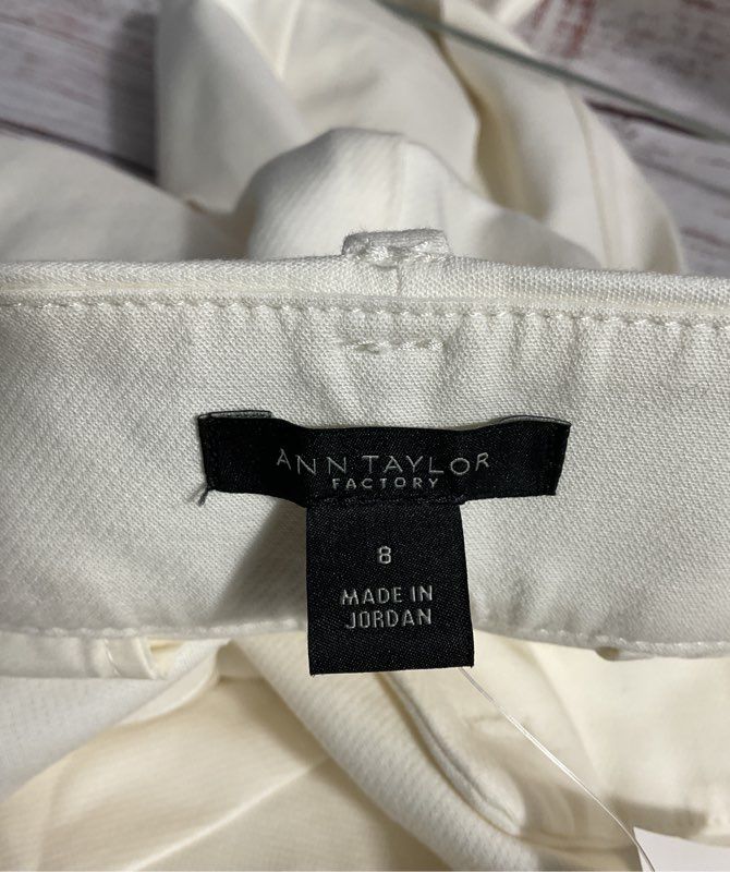 NWT Ann Taylor Factory Women's The Ankle Mid Rise Slim Leg Pants White Size 8-#2