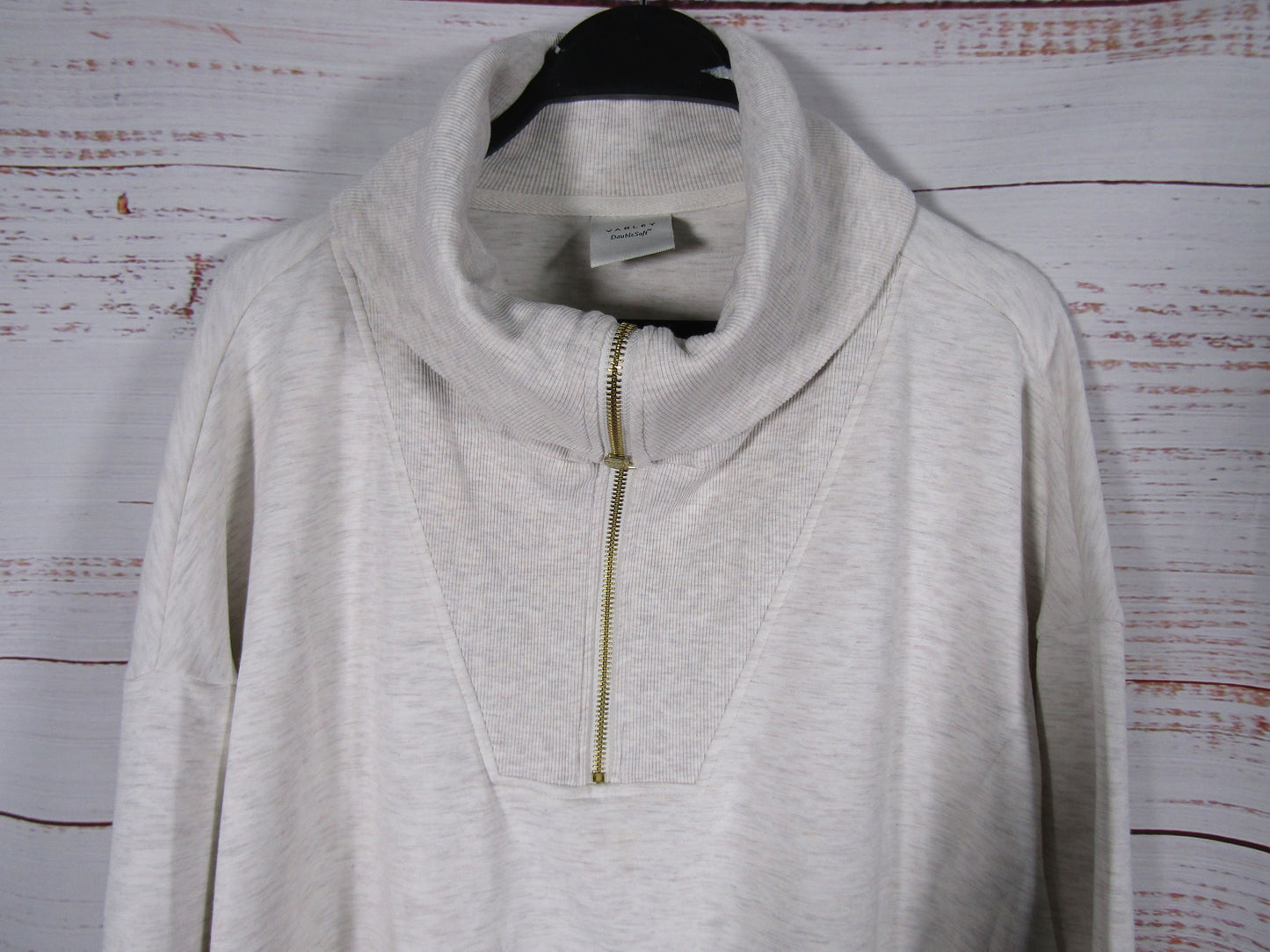 Varley Catherine Women's Ivory Marl Half Zip Sweatshirt Size L
