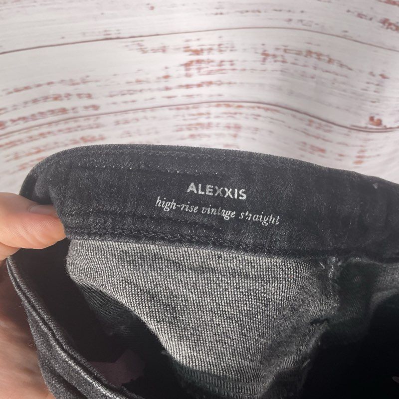 Adriano Goldschmied AG Alexxis High Rise Straight Leg Faded Black Jeans Size 24R