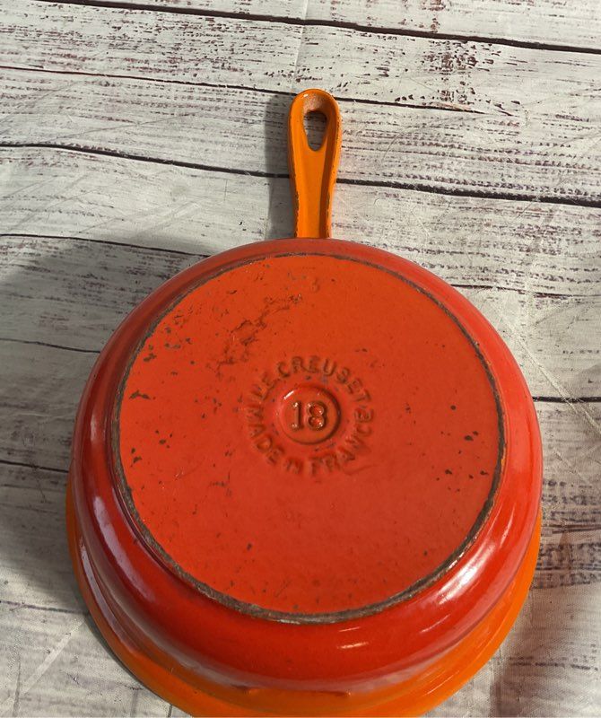 Vintage Le Creuset France #18 Sauce Pan Pot Orange Enamel France-No Lid