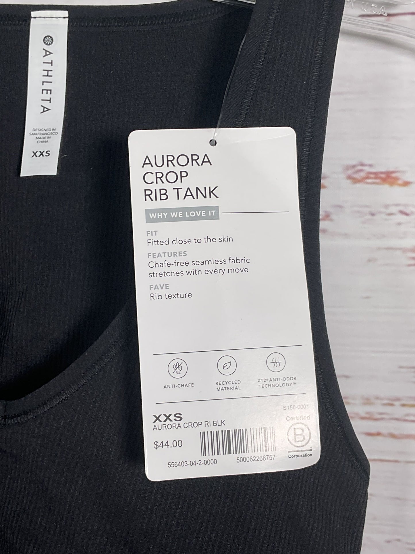 Athleta Black Aurora Crop Rib Tank - Size XXS