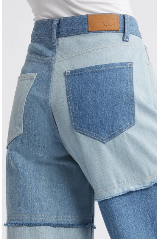 NWT Rails Getty Crop Light Indigo Patchwork High Rise Cropped Wide Leg Jeans 24