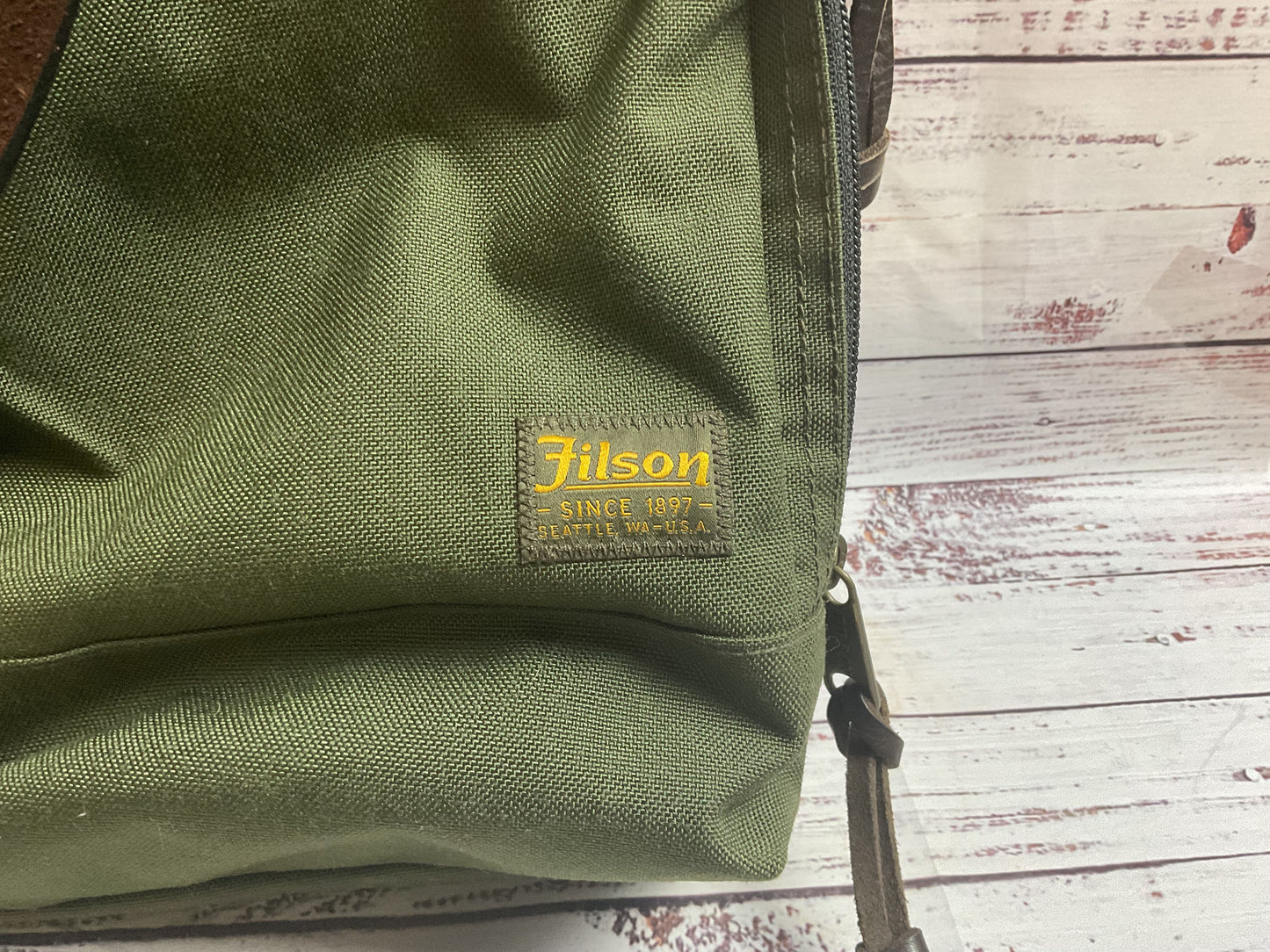 Filson Green Canvas Briefcase with Shoulder Strap