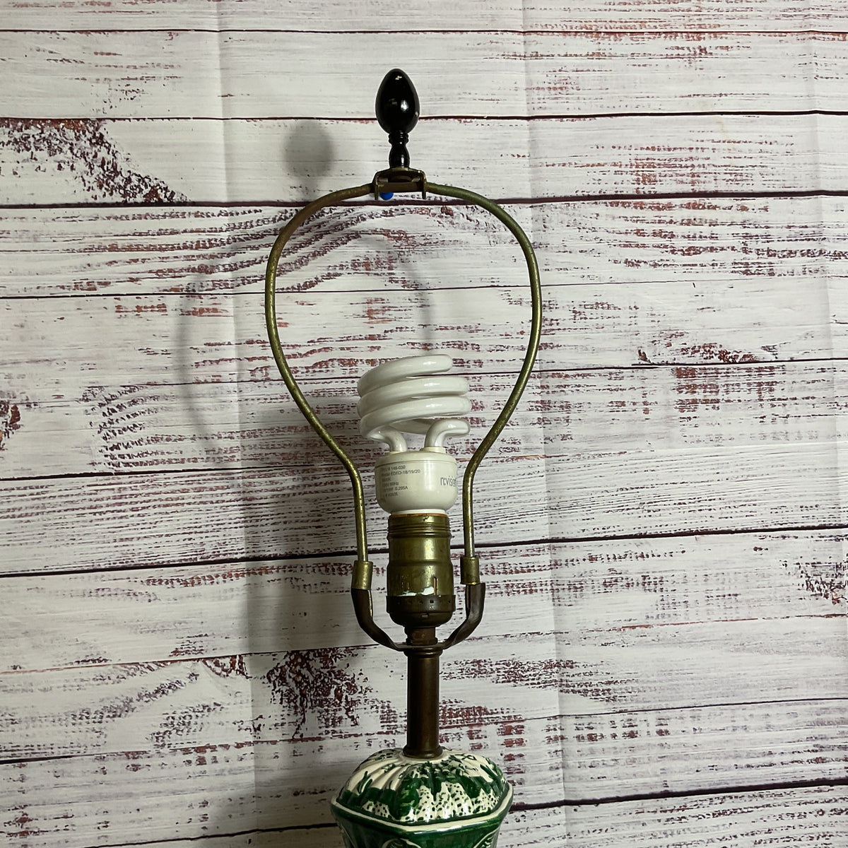 ANTIQUE DELFT???? Hand Painted Green Floral Porcelain and Brass Lamps- 28"