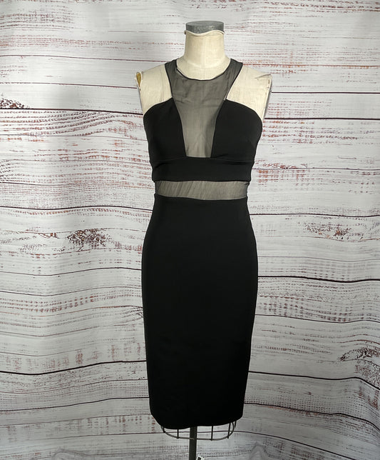 Cushnie Et Ochs Black Bandage Midi Dress w/ Mesh Details - Size 6