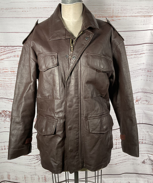 Willabee & Ward Vintage Men's Leather Bomber Jacket Brown S