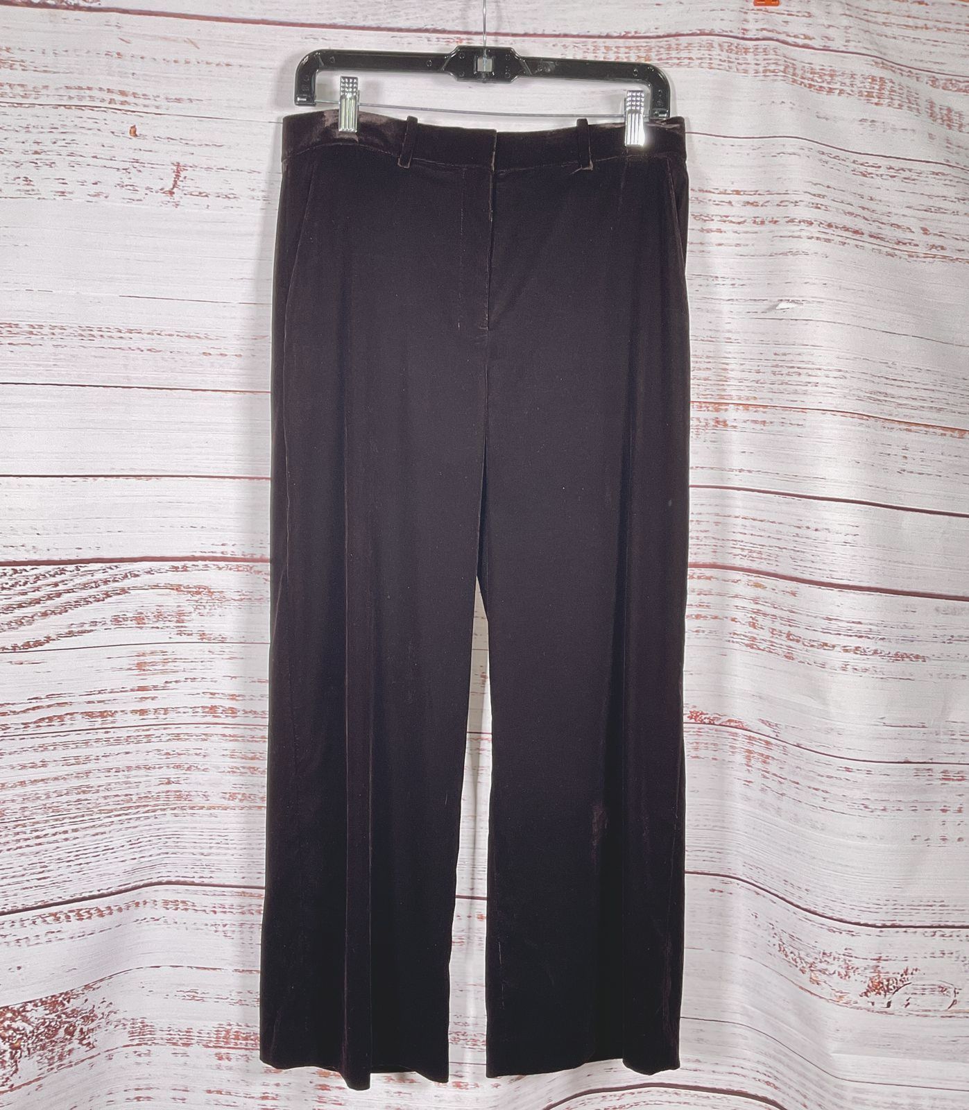 Theory Velvet Straight Leg Pants Dark Brown 4
