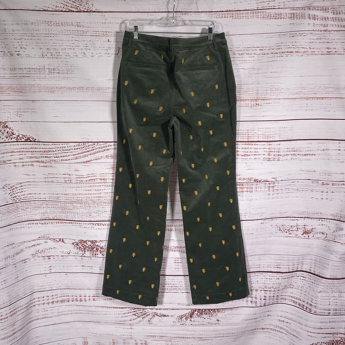 Ann Mashburn Green Embroidered Cord Corduroy Pants - Size 30