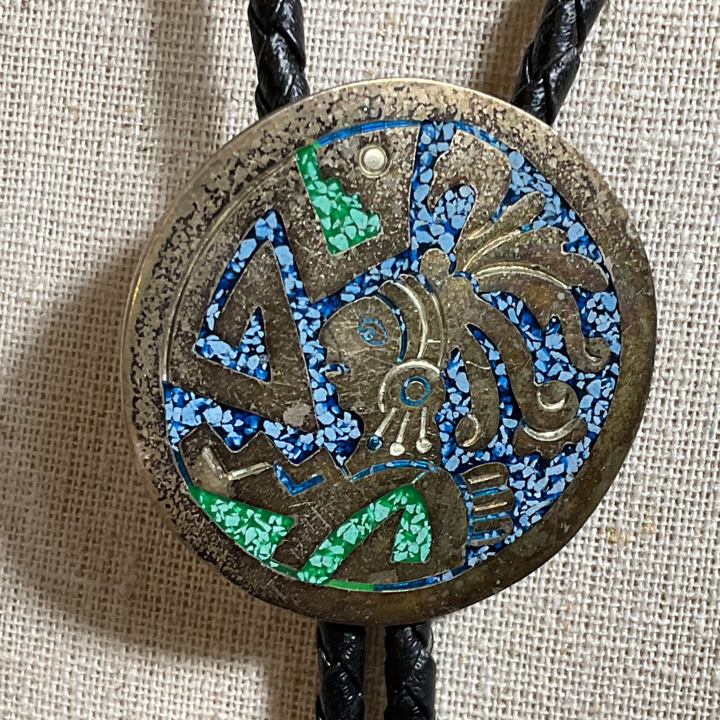 ALPACA Silver Plated Inlay Stone Bolo Tie