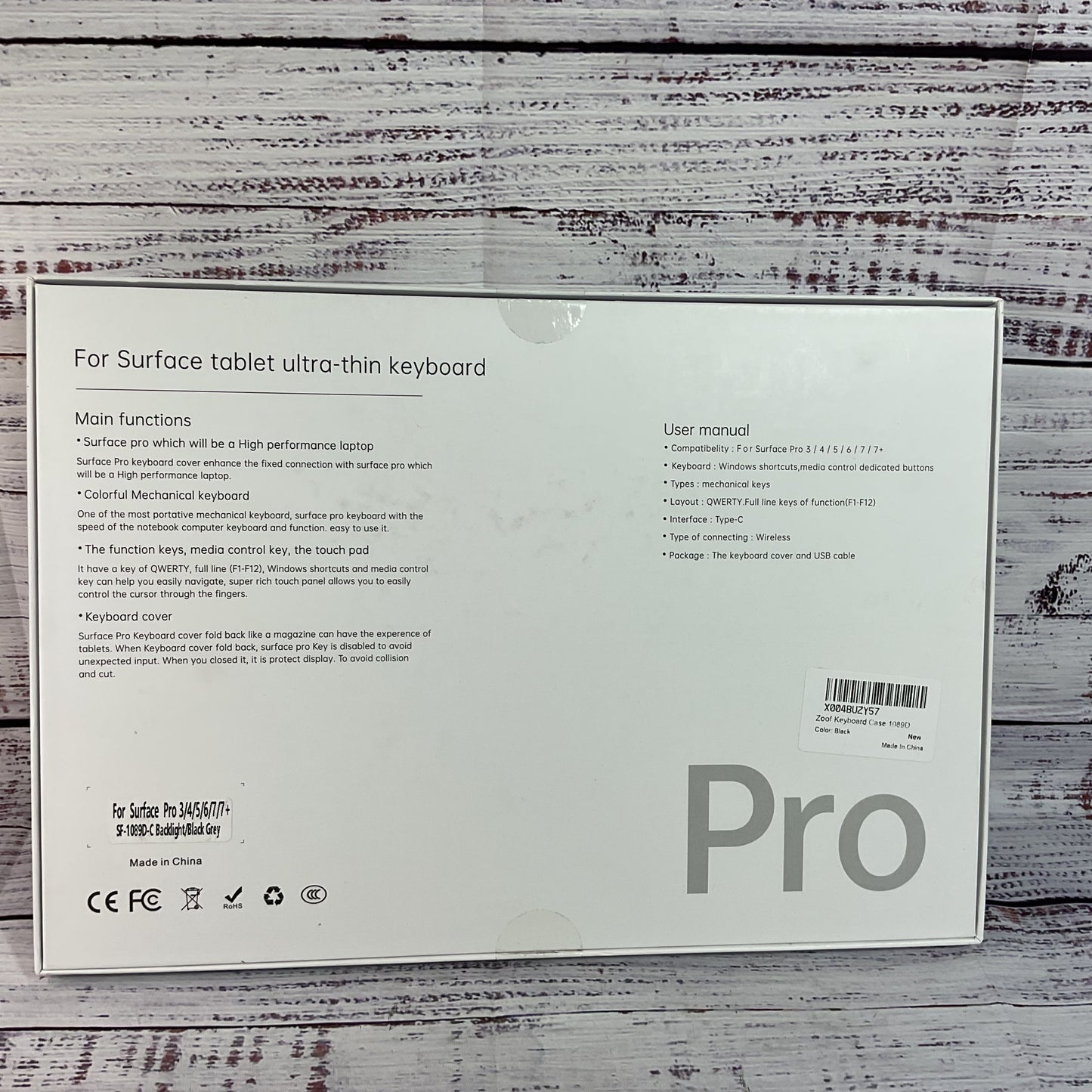 Open Box ZOOF Keyboard Cover for Microsoft Surface Pro 3-7+