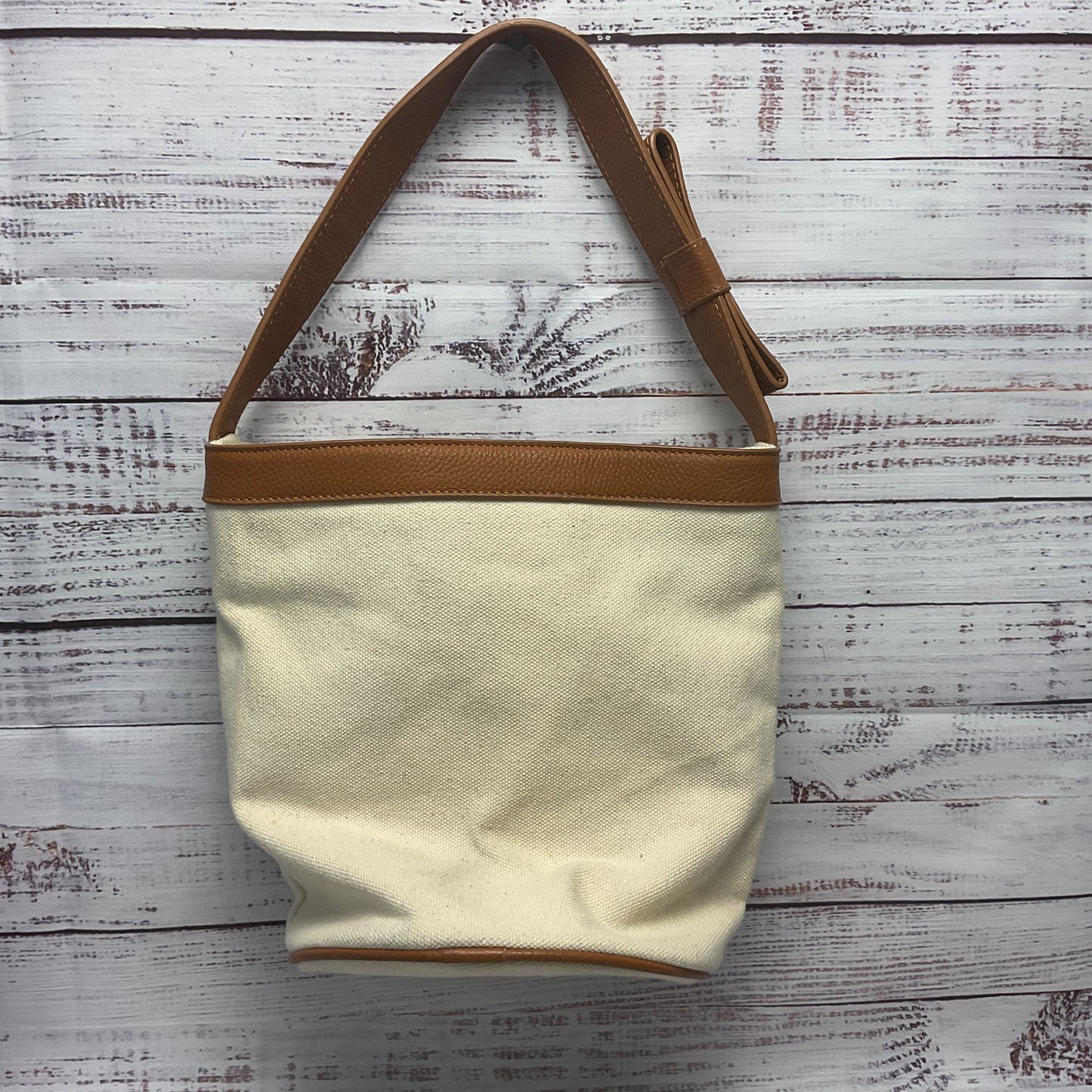 Maison De Reefur Canvas Leather Trim Bucket Bag Shoulder Strap