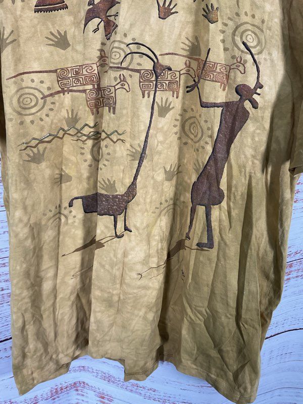 Vintage The Mountain Native American Cave Art Tie Dye Graphic T-Shirt 1997 XL