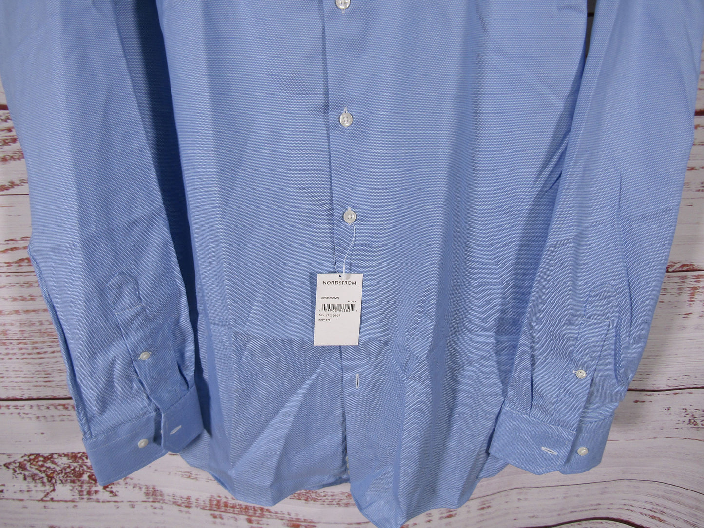 Nordstrom Men's Blue Long Sleeve Button Down Cotton Shirt Size 17/ 36-37
