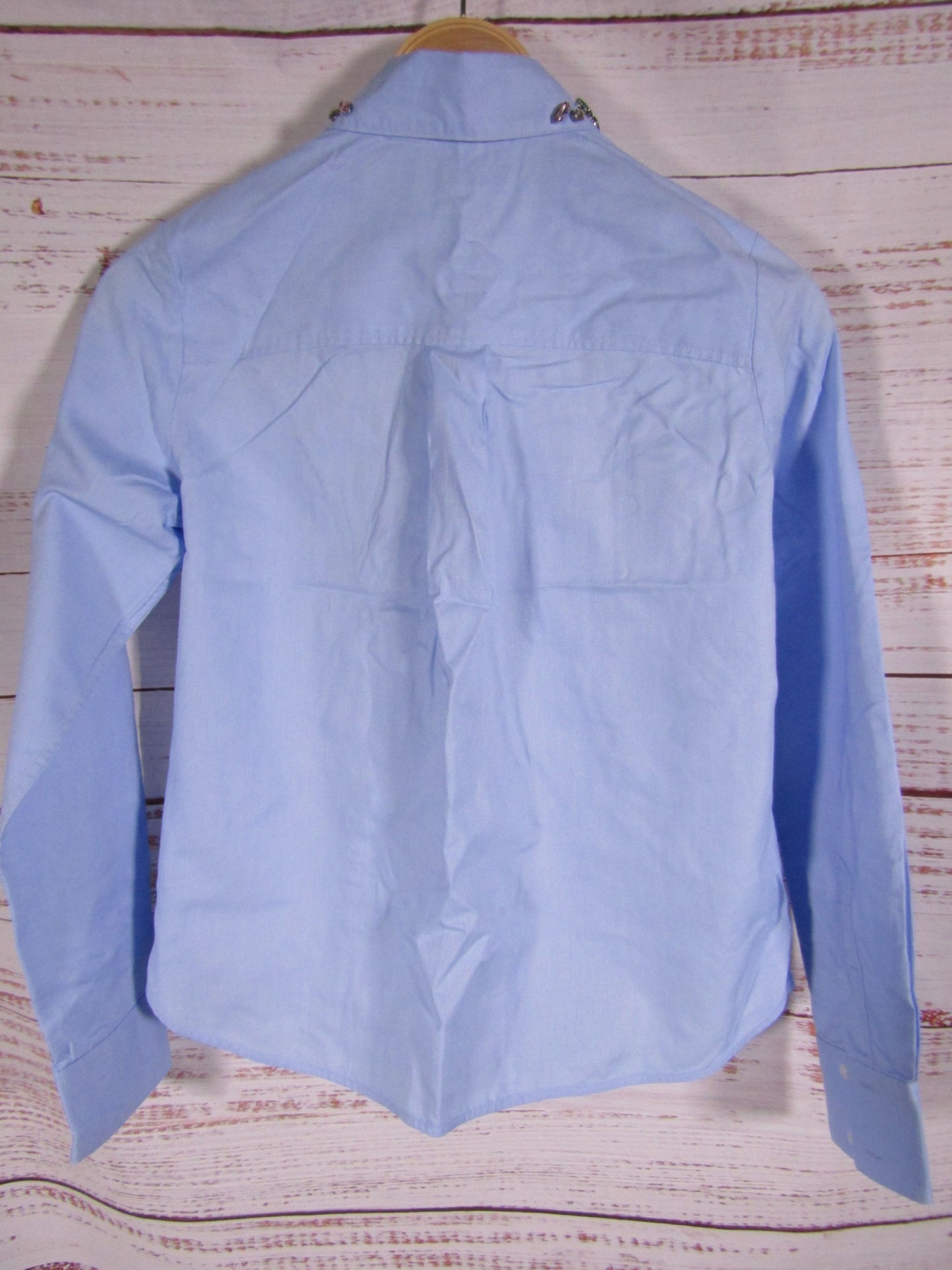 Boden Sienna Women's Light Blue Long Sleeve Embellished Collar Shirt Size 0