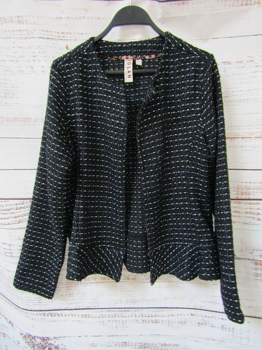 Dolan Women's Black & Blue Tweed Blazer Jacket Size L