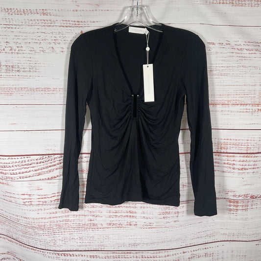 Jonathan Madeline Top Black Ruched Neckline Blouse - Size M New w/ Tags