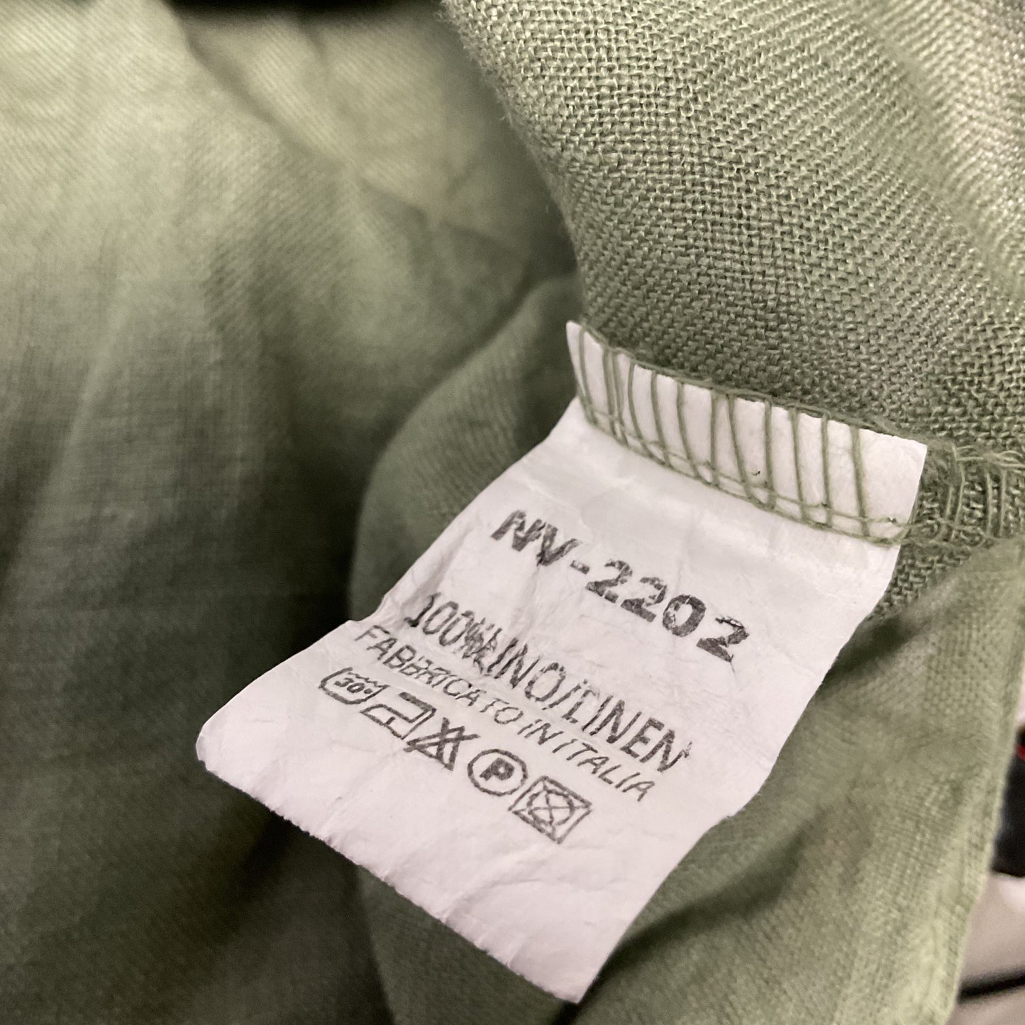 Meo Meli Green Linen Button Up Front Tie Blouse Top