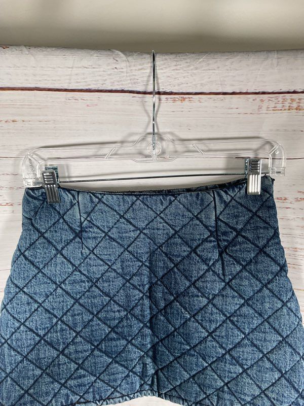 Simon Miller Women's Blue Denim Quilted Short Skirt Size 2