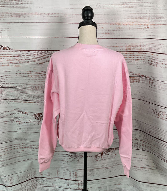 Good American Good Mama Oversized Faux Rhinestone Sweatshirt Pink Quartz 0