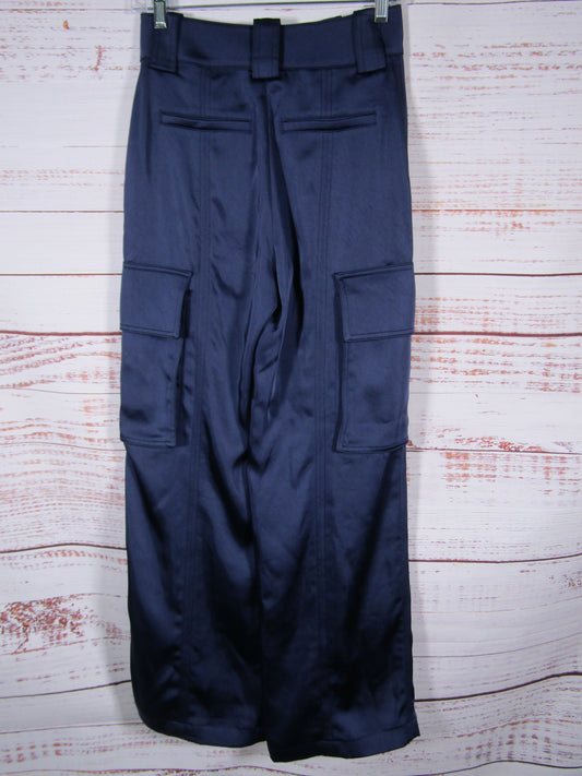 A.L.C. Bryan Women's Navy Blue Satin Cargo Pants Size 00