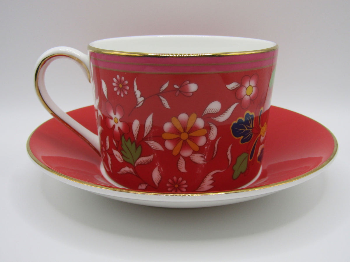 Wedgwood Wonderlust Crimson Jewel Bone China Flat Cup & Saucer Set