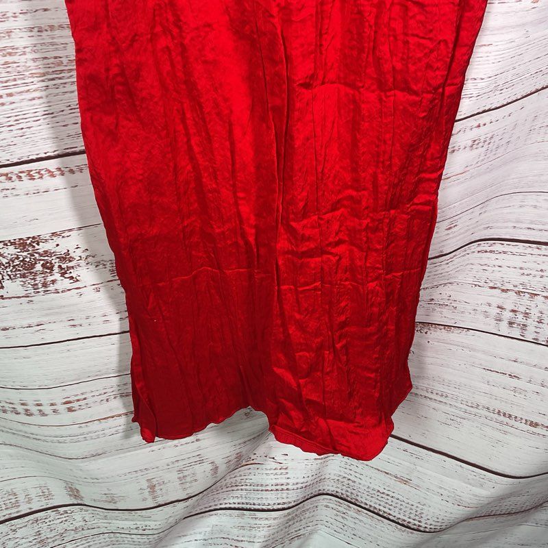 & Other Stories Red Mockneck Crepe Midi Casual Dress - Size Medium