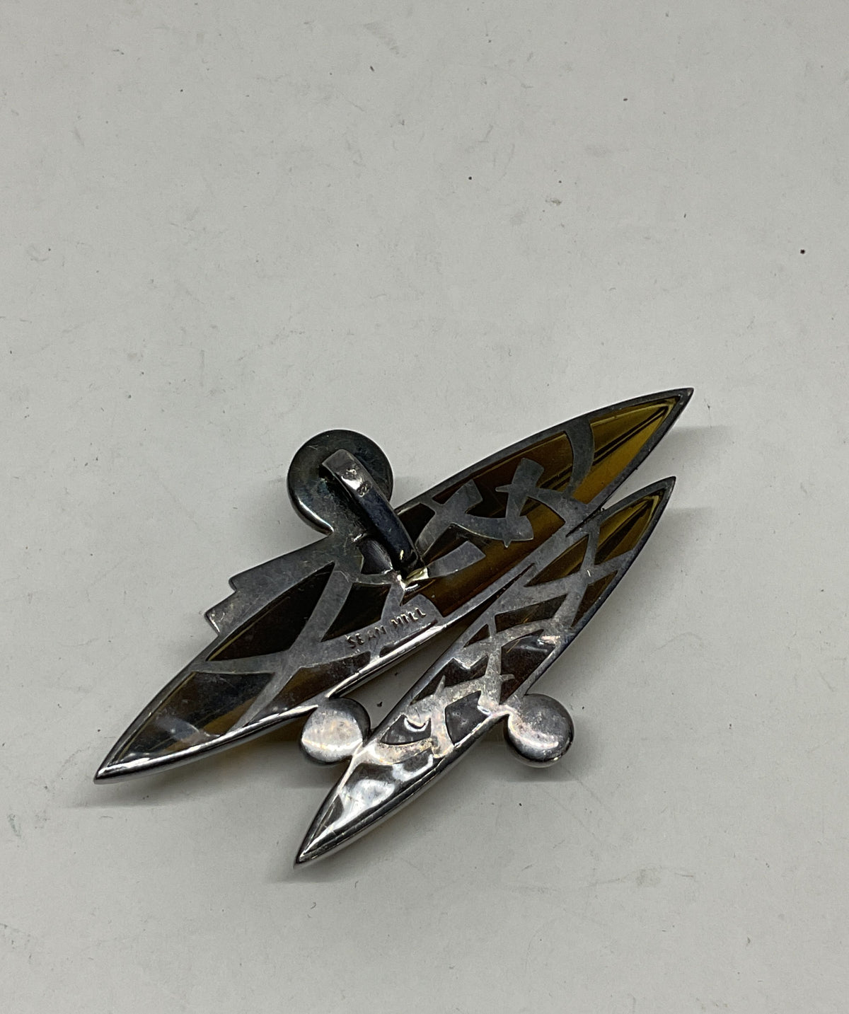SEAN HILL Sterling Silver Large Pendant Resin with Blue Topaz & Ruby