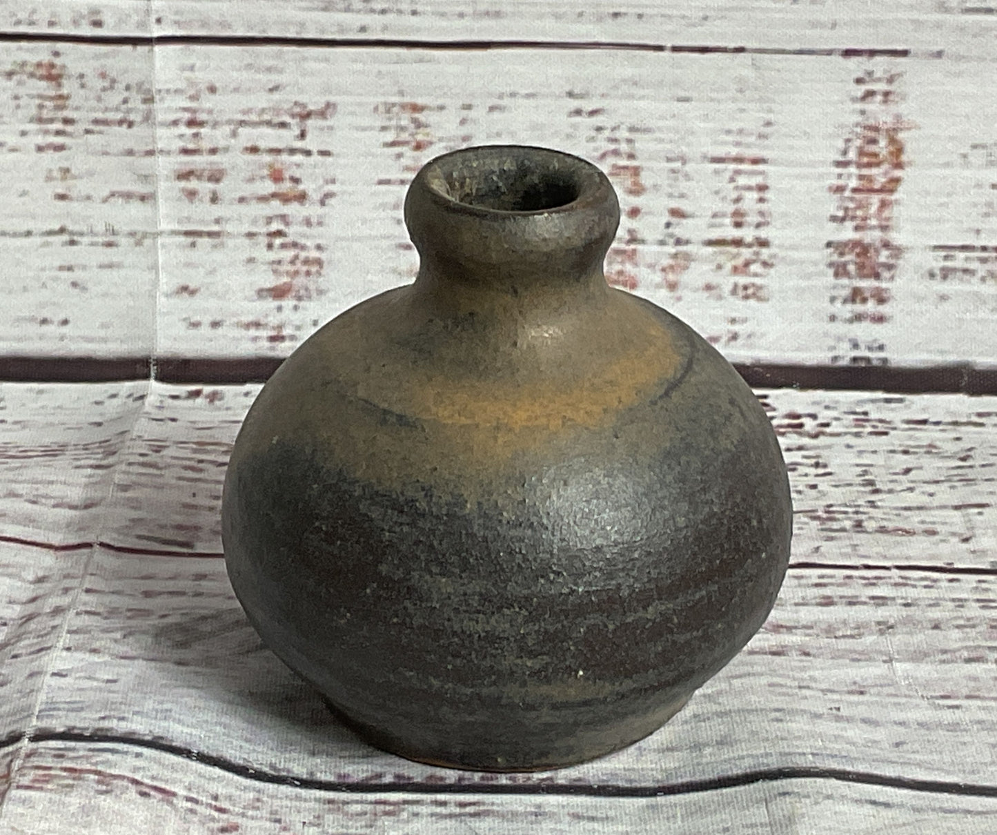 Vintage Handmade Set of 2 Small Bud Vases Dark Brown