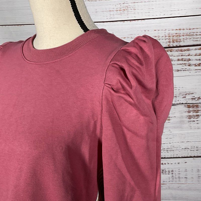 NWT MAEVE Anthropologie Women's Pink Puffy Sleeves Shirt Sweater- SZ M Petite