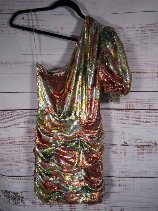 Ronny Kobo Eden Women's Multi-Color Sequin One Shoulder Dress Size S