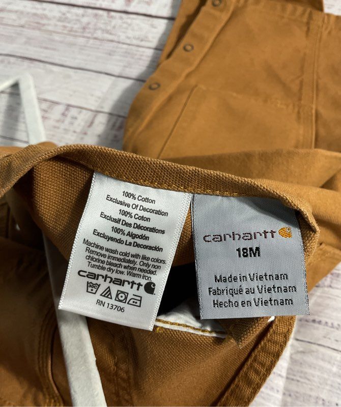 Carhartt Overalls Boys 18 Months Brown Duck Canvas Bib Pants Workwear