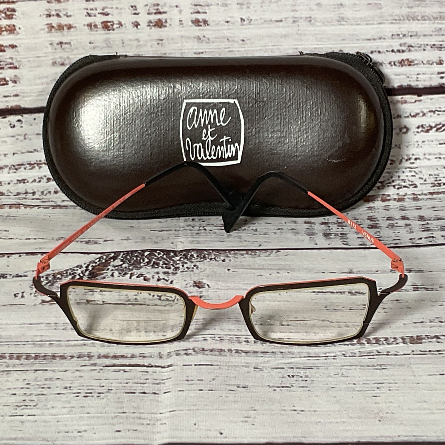 VTG. ANNE & VALENTIN Lunettes B113 Venus Women's Coral Eyeglasses w/ Case