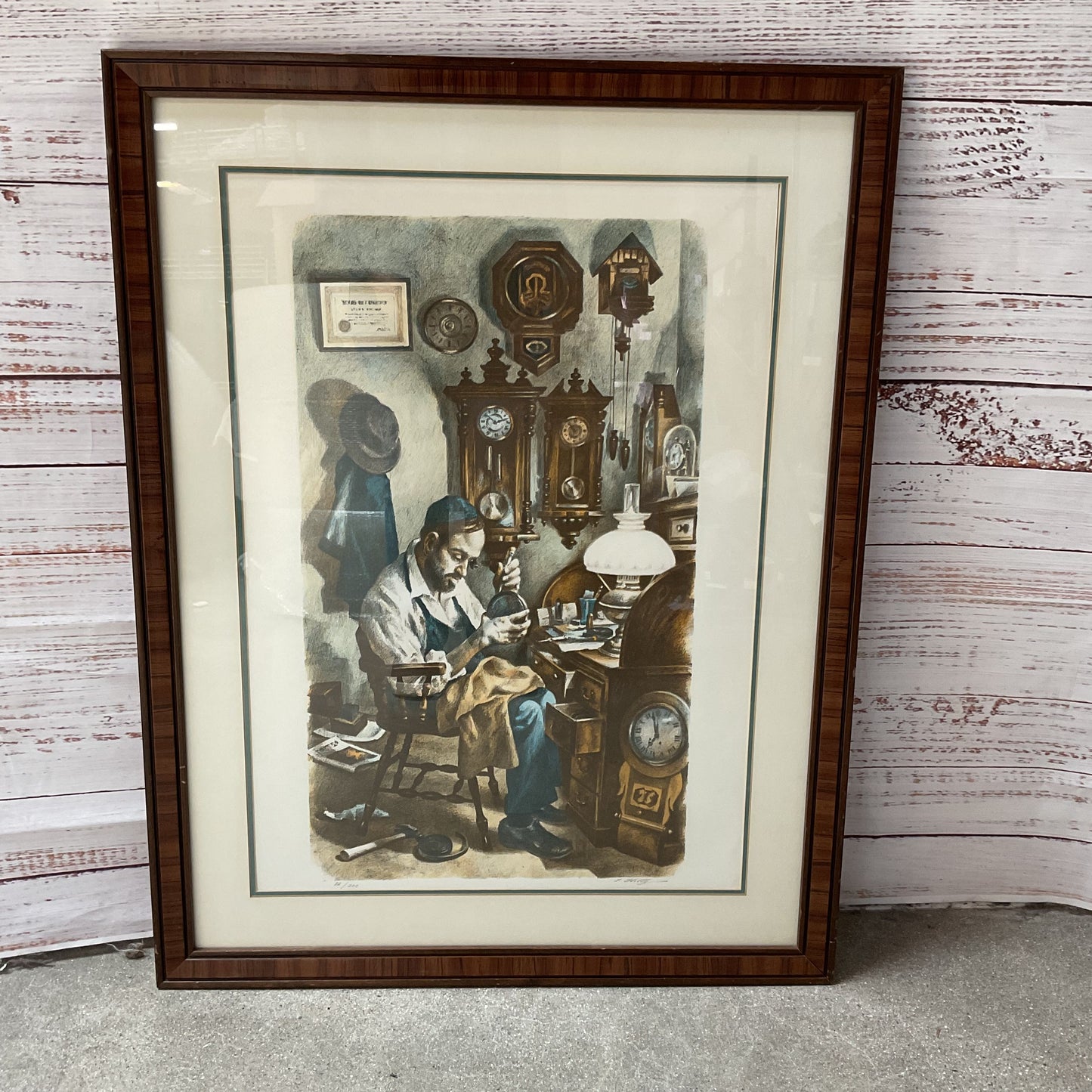 Signed & Numbered 82/200 ITZHAK HOLTZ Watchmaker Original Color Lithograph