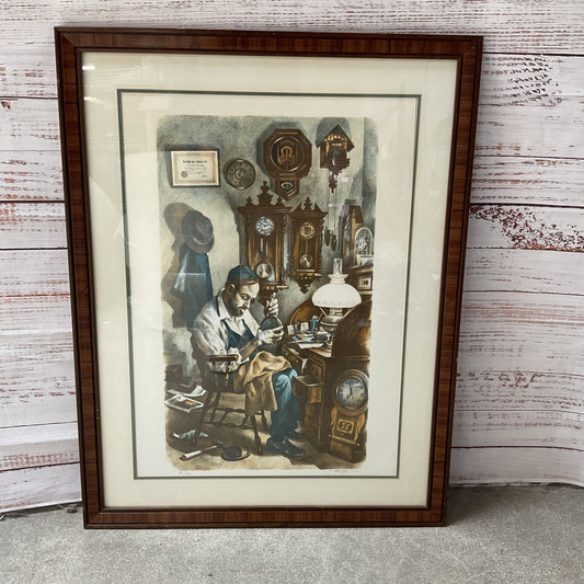 Signed & Numbered 82/200 ITZHAK HOLTZ Watchmaker Original Color Lithograph