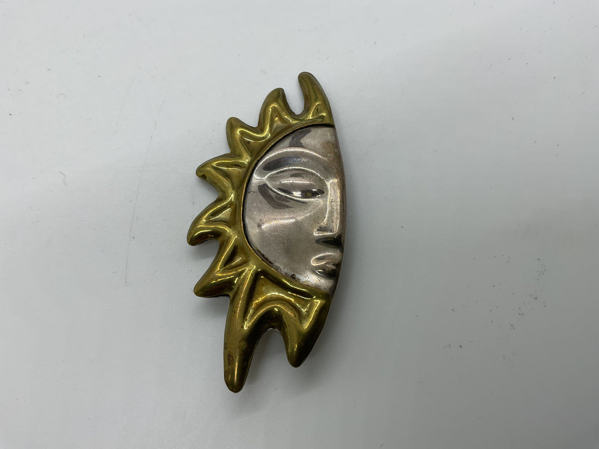 TAXCO Mexico Sterling Silver & Brass Half Sun SINGLE 2.5" Earring- 12.60g