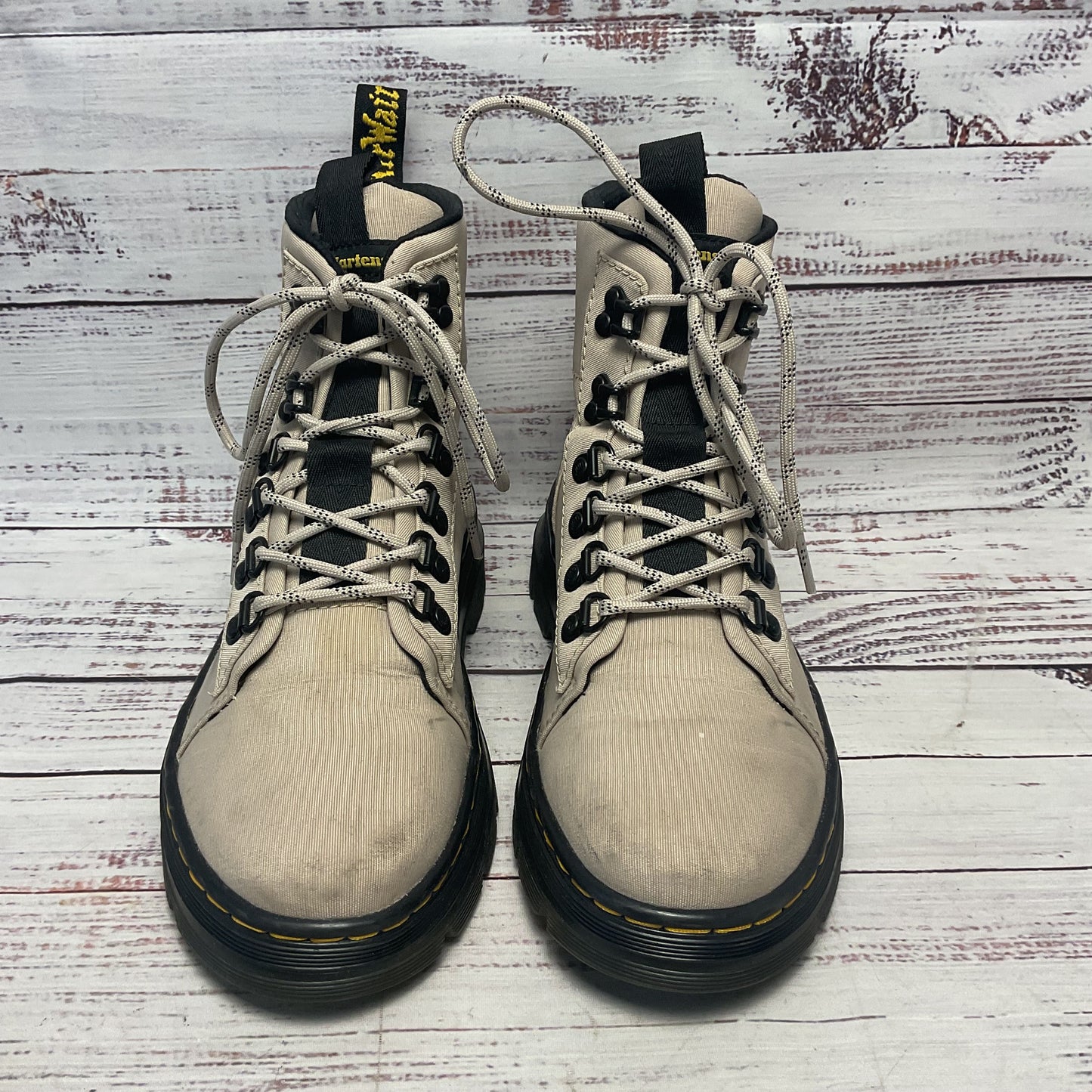 Dr. Martens Combs W Taupe Polytwill Combat Boot Women Size 6