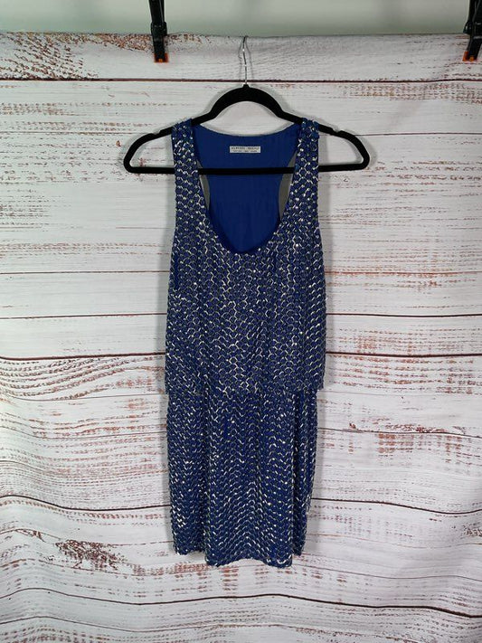 Alberto Makali Women's Blue Metallic Patten Short Dress
